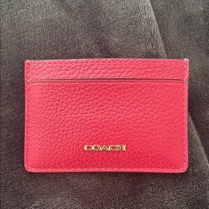 Coach Pink Key and Card Holder with Textured Leatherback